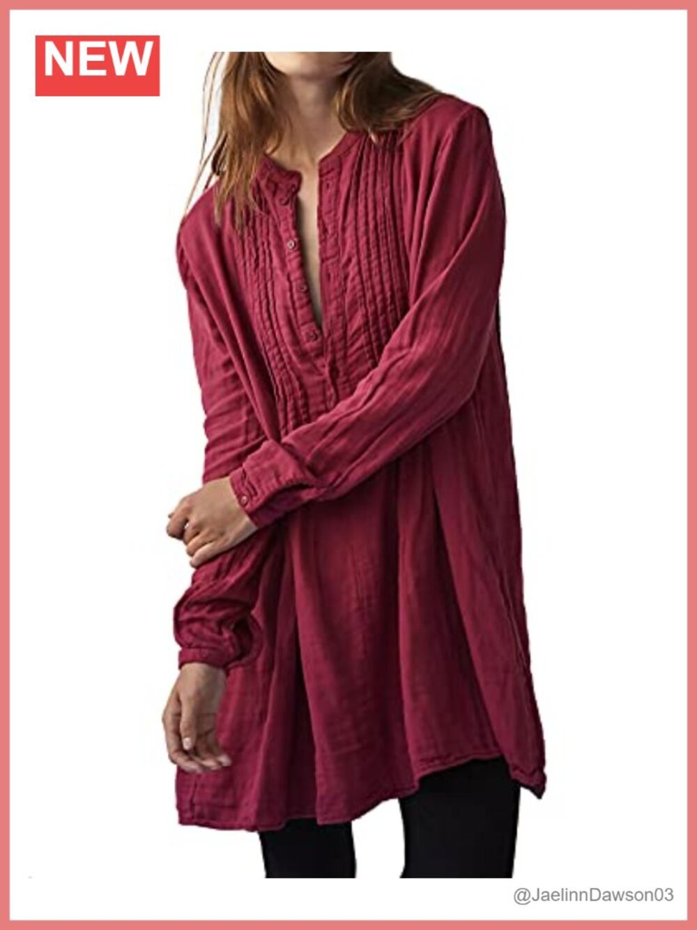 Women's Cotton Button Up Henley Neck Mini Tunic Shirt Dress Long Sleeve